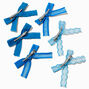 Mixed Blue Lace Hair Bow Clips - 6 Pack,