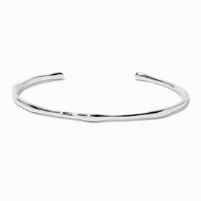 Silver-tone Simple Textured Cuff Bracelet,