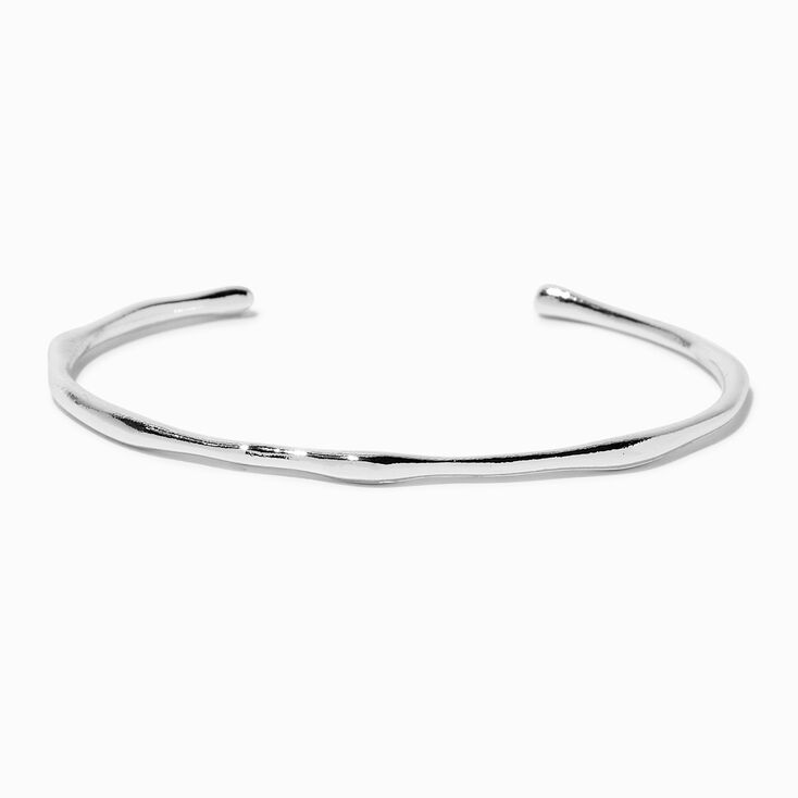 Silver-tone Simple Textured Cuff Bracelet,