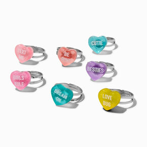 Conversation Hearts Adjustable Ring Gift Set &ndash; 7 Pack,