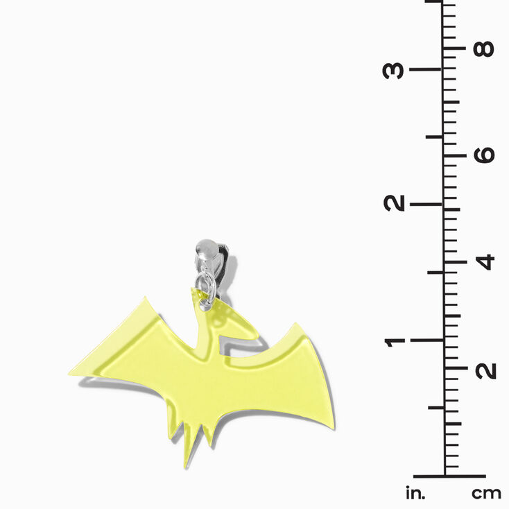 Yellow Pterodactyl Dinosaur Clip-On Drop Earrings,