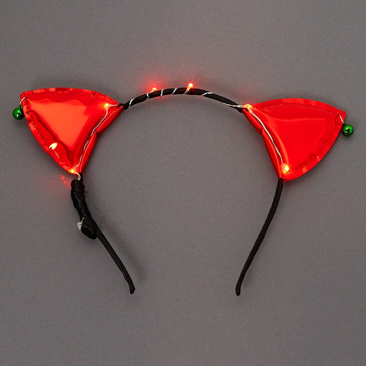 Christmas Light Up Cat Ears Headband Red Claire S