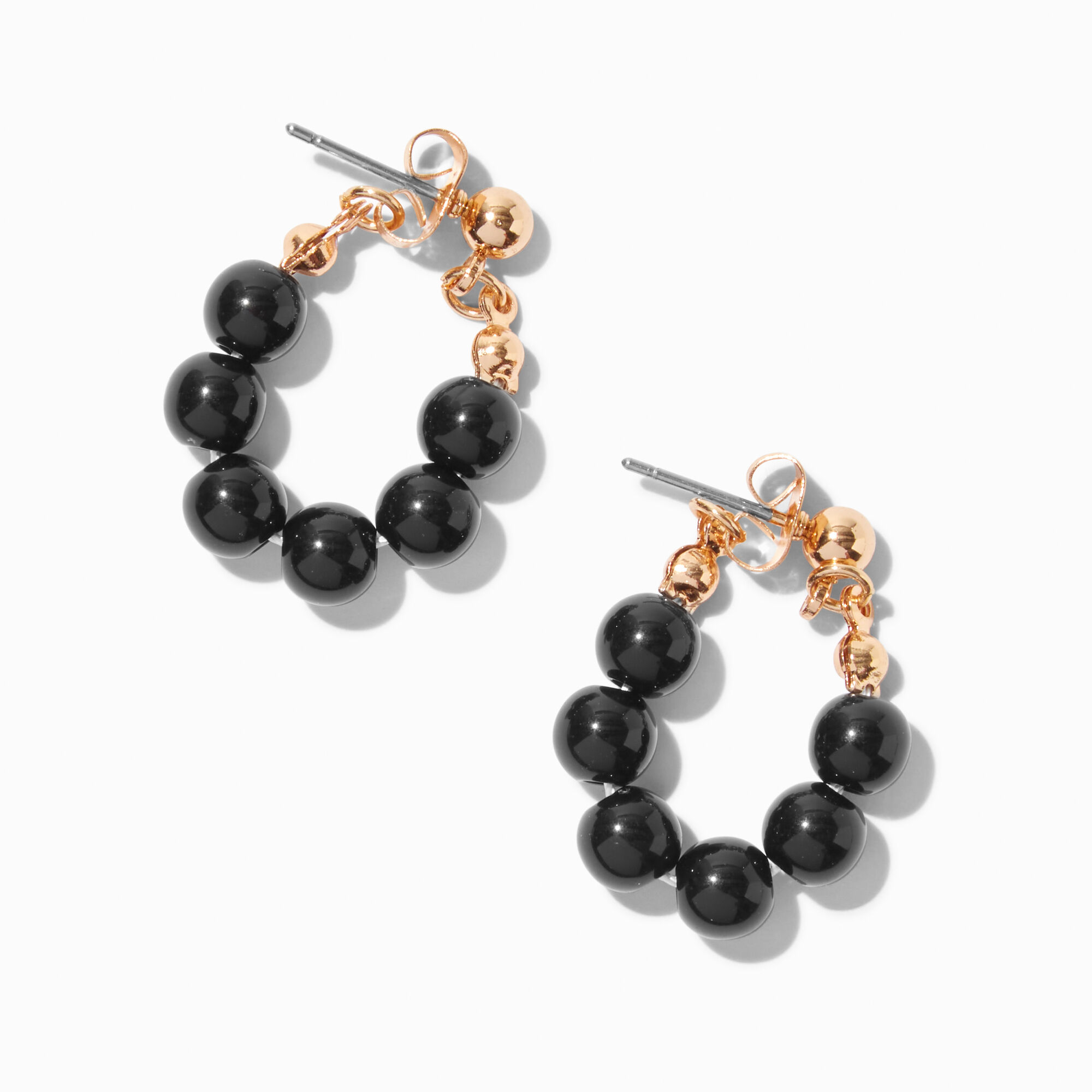 Black Beaded Chain Front Back Earrings Claire s US