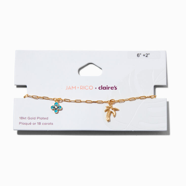 JAM + RICO x Claire&#39;s 18k Yellow Gold Plated Tropical Charm Bracelet,