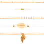 Gold Shell Choker Necklaces - White, 5 Pack,