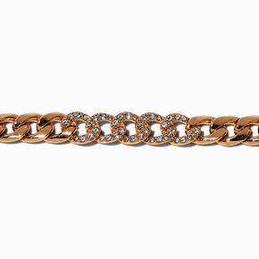 Gold-tone Bling Cuban Chain Bracelet,