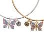 Bracelets fins bangles avec pendentifs d&#39;amiti&eacute; papillon en strass pastel,