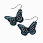Denim Butterfly Drop Earrings,