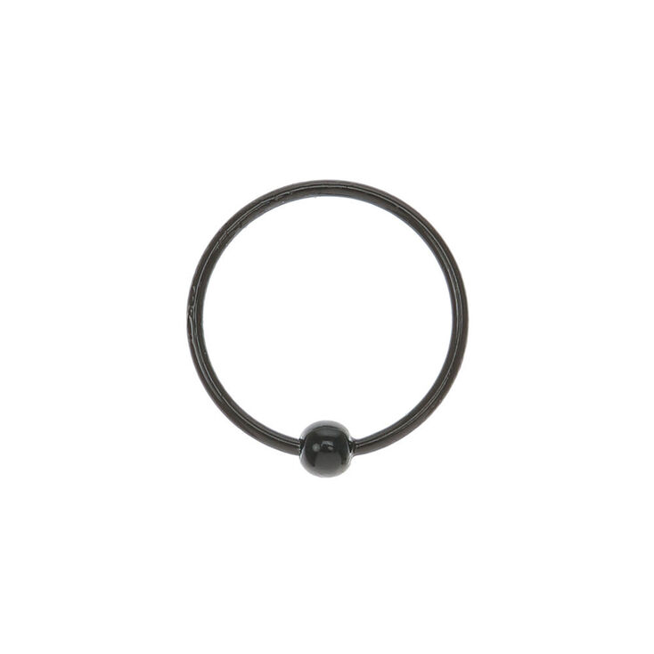 22G Black Sterling Silver Beaded Nose Ring,