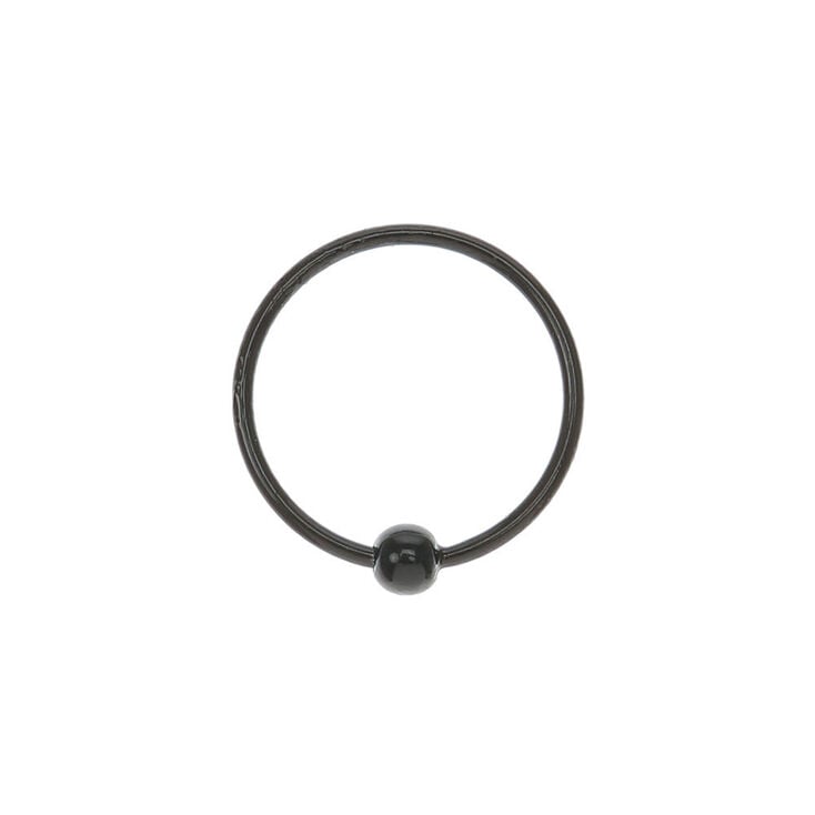 Sterling Silver 22G Black Beaded Nose Ring,