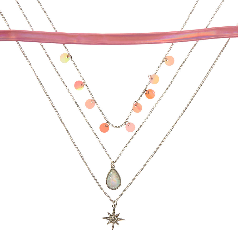 Metallic Pink Necklace Set,
