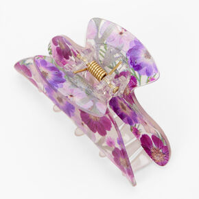 Transparent Purple Hibiscus Flower Hair Claw,