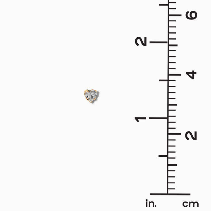 C LUXE by Claire&#39;s 14k Yellow Gold Clear Cubic Zirconia Heart Stud Earrings,