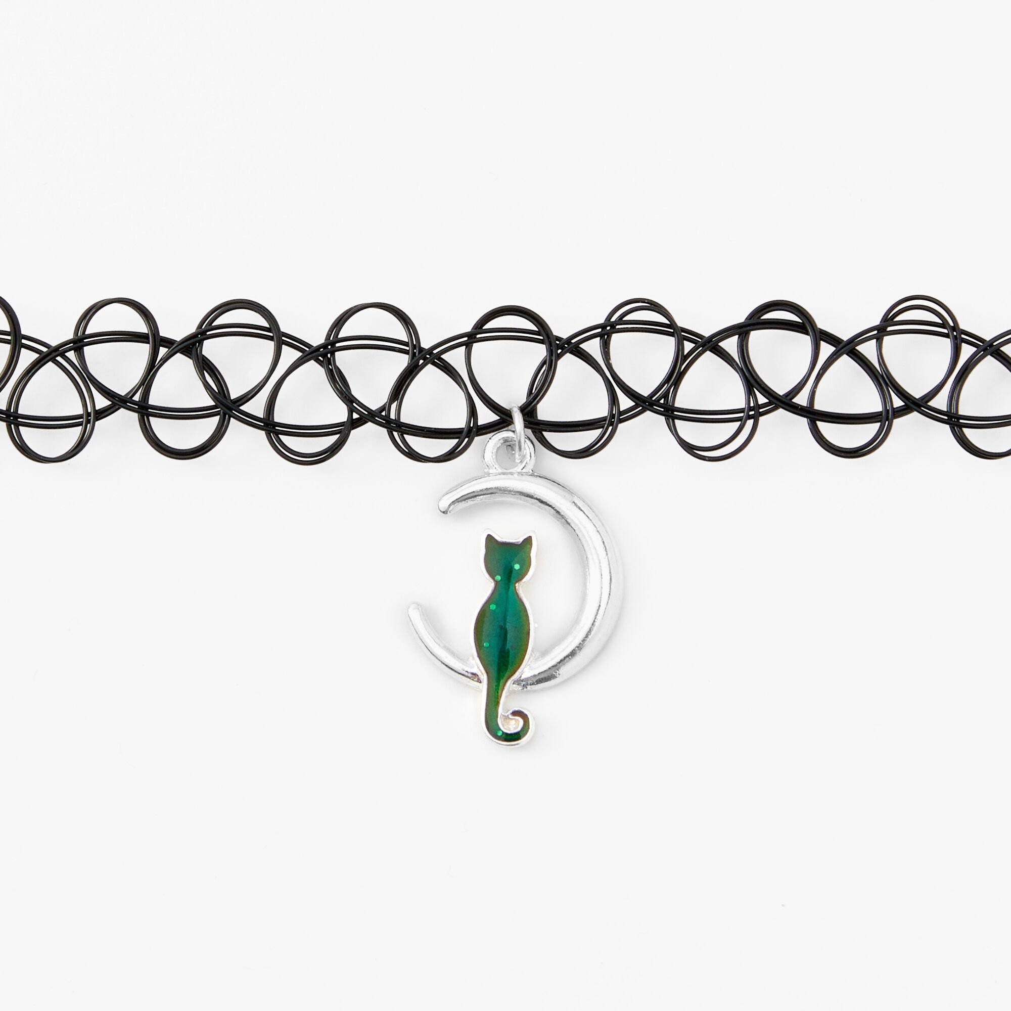 Black Cat Mood Tattoo Choker Necklace
