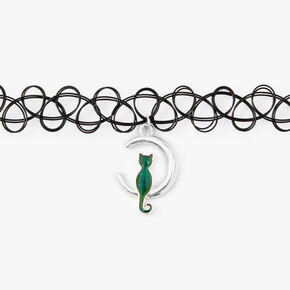 Black Cat Mood Tattoo Choker Necklace,