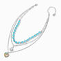 Iridescent Mermaid Scales &amp; Pearl Multi-Strand Pendant Necklace,