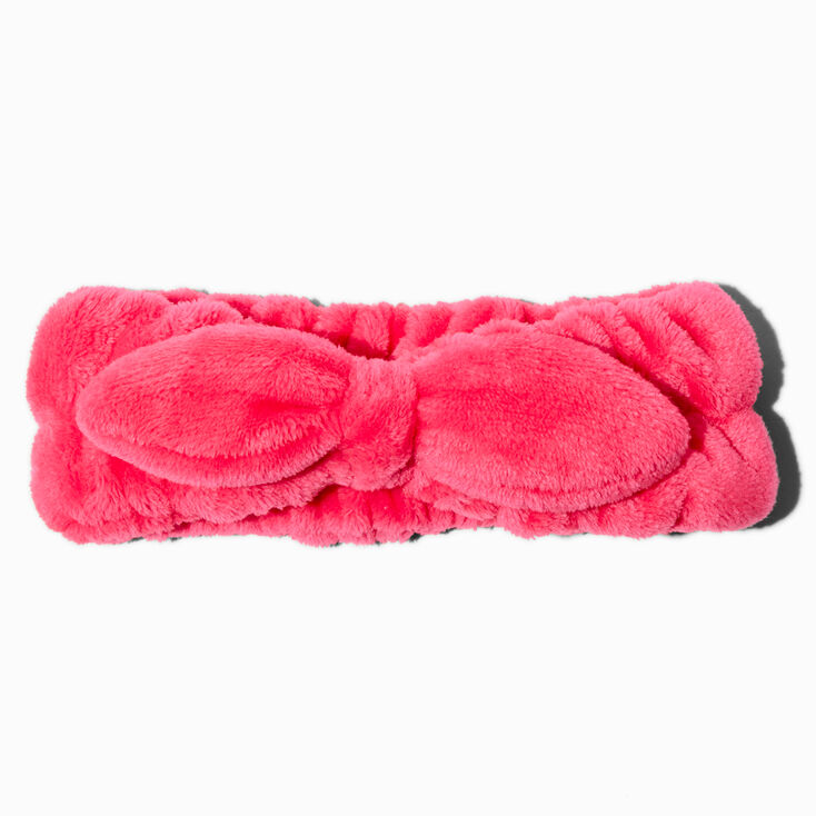Fuchsia Furry Makeup Bow Headwrap,