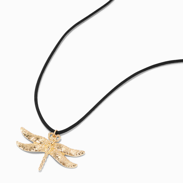 Gold-tone Dragonfly Long Pendant Necklace,