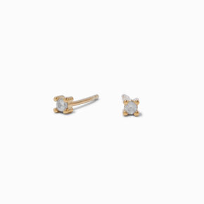 C LUXE by Claire&#39;s 18kt Gold Plated Cubic Zirconia 2mm &amp; 8mm Round Stud &amp; Clicker Hoop Earrings - 2 Pack,