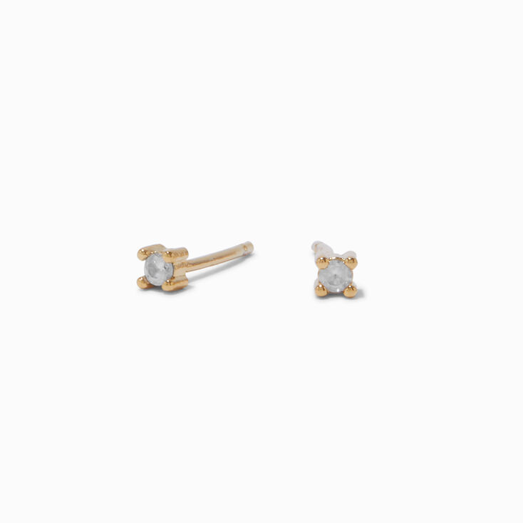 C LUXE by Claire&#39;s 18kt Gold Plated Cubic Zirconia 2mm &amp; 8mm Round Stud &amp; Clicker Hoop Earrings - 2 Pack,