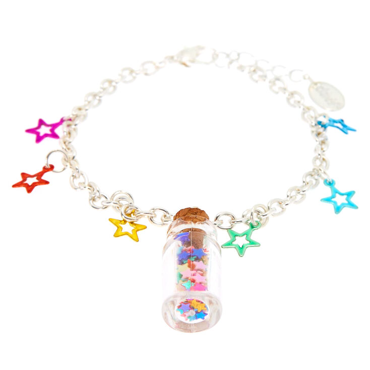 Silver Rainbow Star Bottle Charm Bracelet,