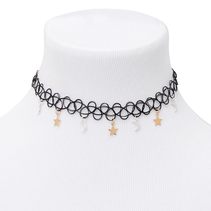 Mixed Metal Celestial Tattoo Choker Necklace,