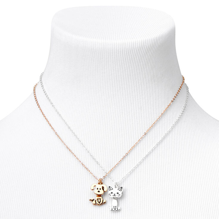 Colliers &agrave; pendentif animal de compagnie en m&eacute;taux mixtes best friends - Lot de 2,