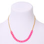Gold Double Chain Statement Necklace - Neon Pink,