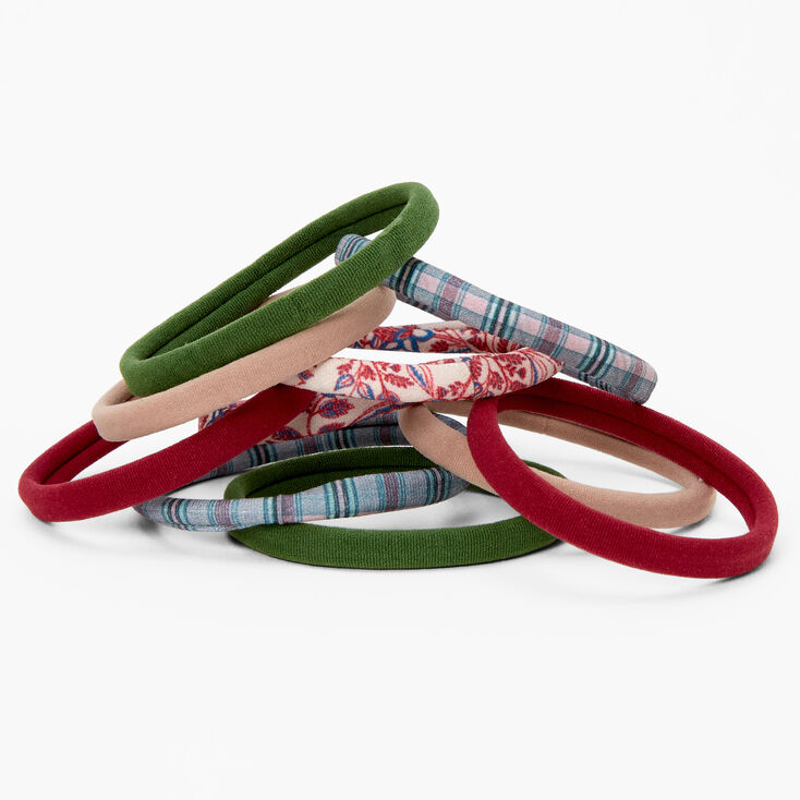 Floral and Plaid Rolled Hair Ties - 10 Pack,