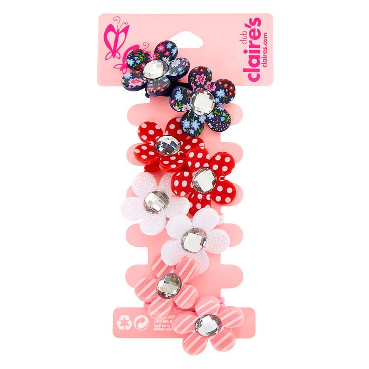 Claire&#39;s Club Floral Gem Hair Ties - 4 Pack,