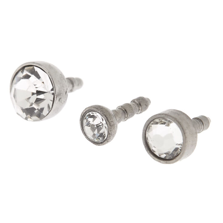 Claire's Lot de 3 clous pour labret 1,2mm avec pierre couleur titané