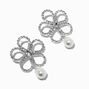 Pendantes fleurs strass et perle d&#39;imitation,