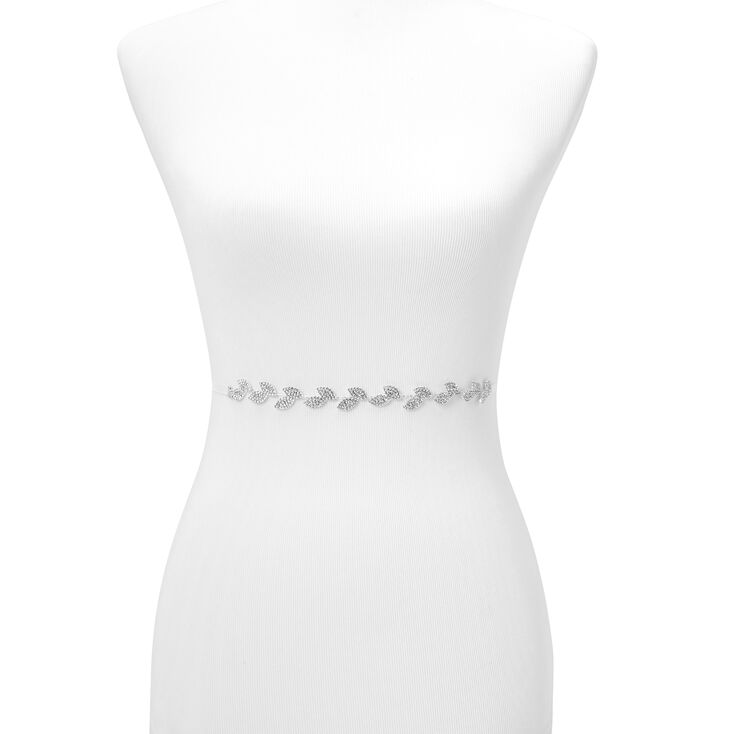 Silver Faux Rhinestone Leaf Headwrap,