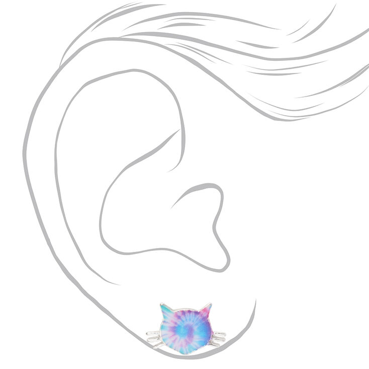 Tie Dye Kitten Stud Earrings,