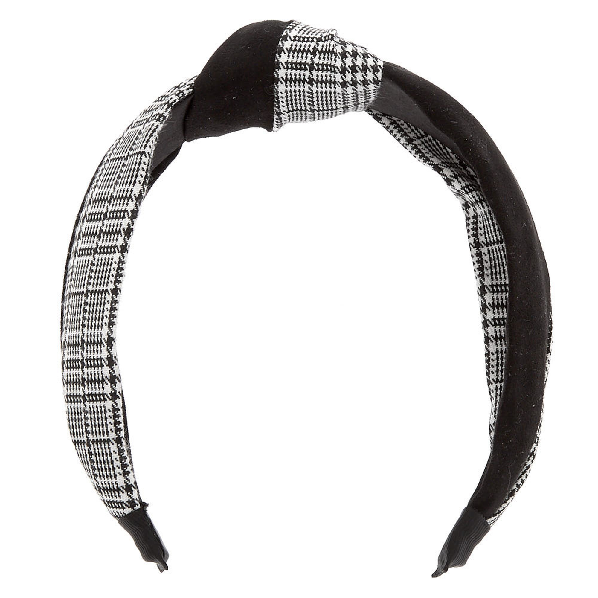 Suede Houndstooth Knotted Headband - Black | Claire's