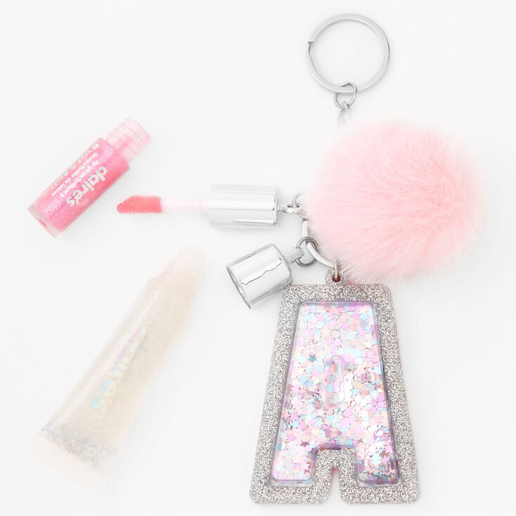 Initial Pink Lip Gloss Keychain - A,