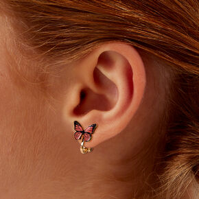 Monarch Butterfly Clip-On Stud Earrings,