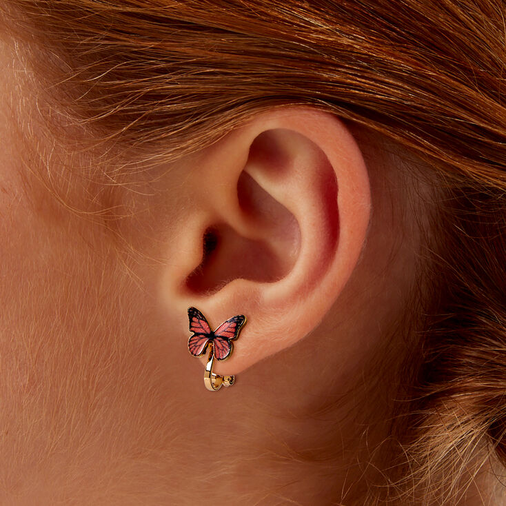 Monarch Butterfly Clip-On Stud Earrings,