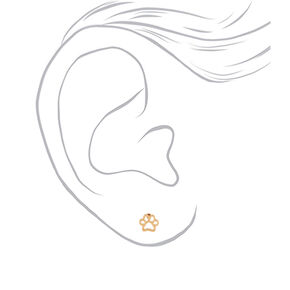 18kt Gold Plated Paw Print Stud Earrings,