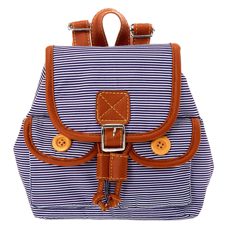 Claire&#39;s Club Navy Striped Backpack,