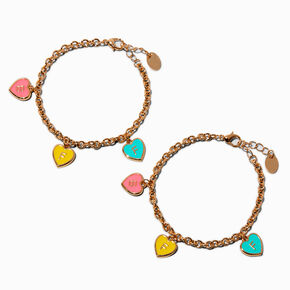 Best Friends Love Hearts Charm Bracelets - 2 Pack,