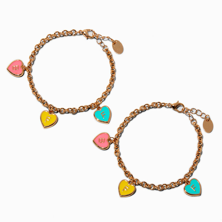 Best Friends Love Hearts Charm Bracelets - 2 Pack,