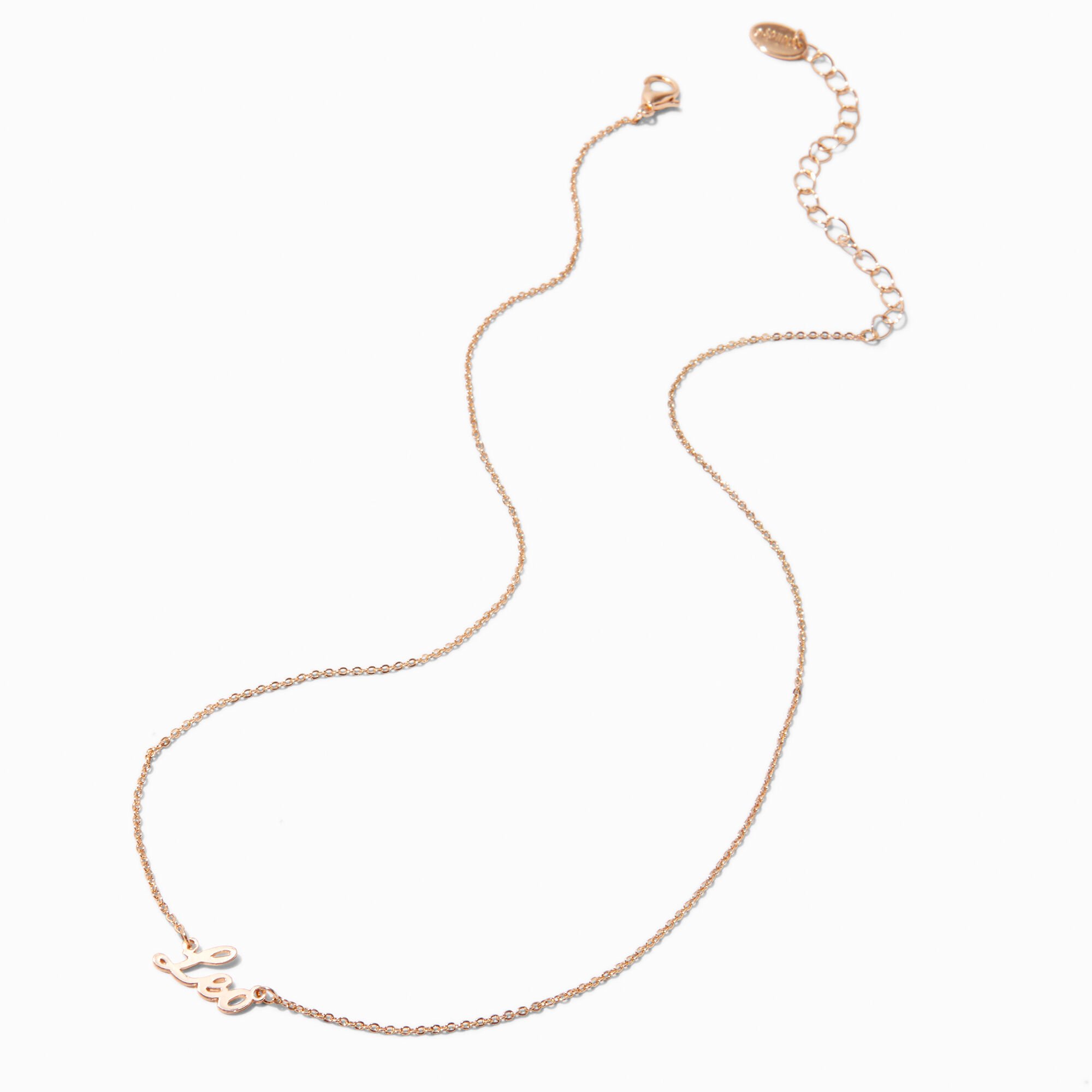 Gold-tone Script Zodiac Pendant Necklace - Leo,