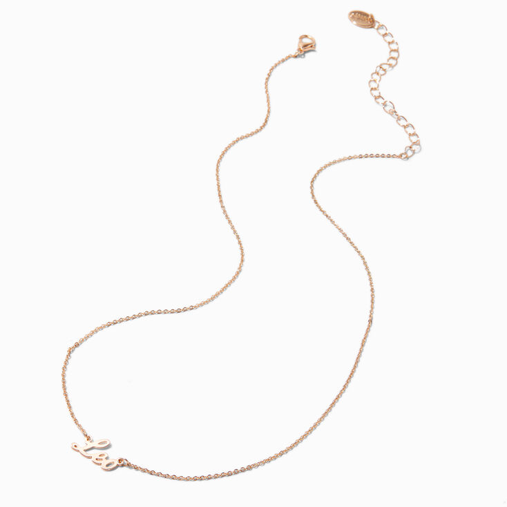 Gold-tone Script Zodiac Pendant Necklace - Leo,