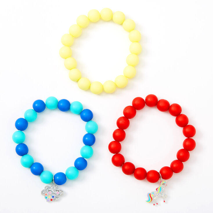 Claire's Bracelets perlés mats licorne arc-en-ciel Claire's Club - Lot de 3