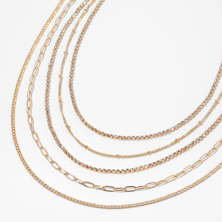 Gold Delicate Chain Multi Strand Necklace,