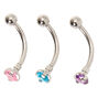 Silver Cubic Zirconia 16G Pastel Crystal Rook Earrings - 3 Pack,