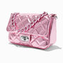 Quilted Pink Chrome Crossbody Bag,