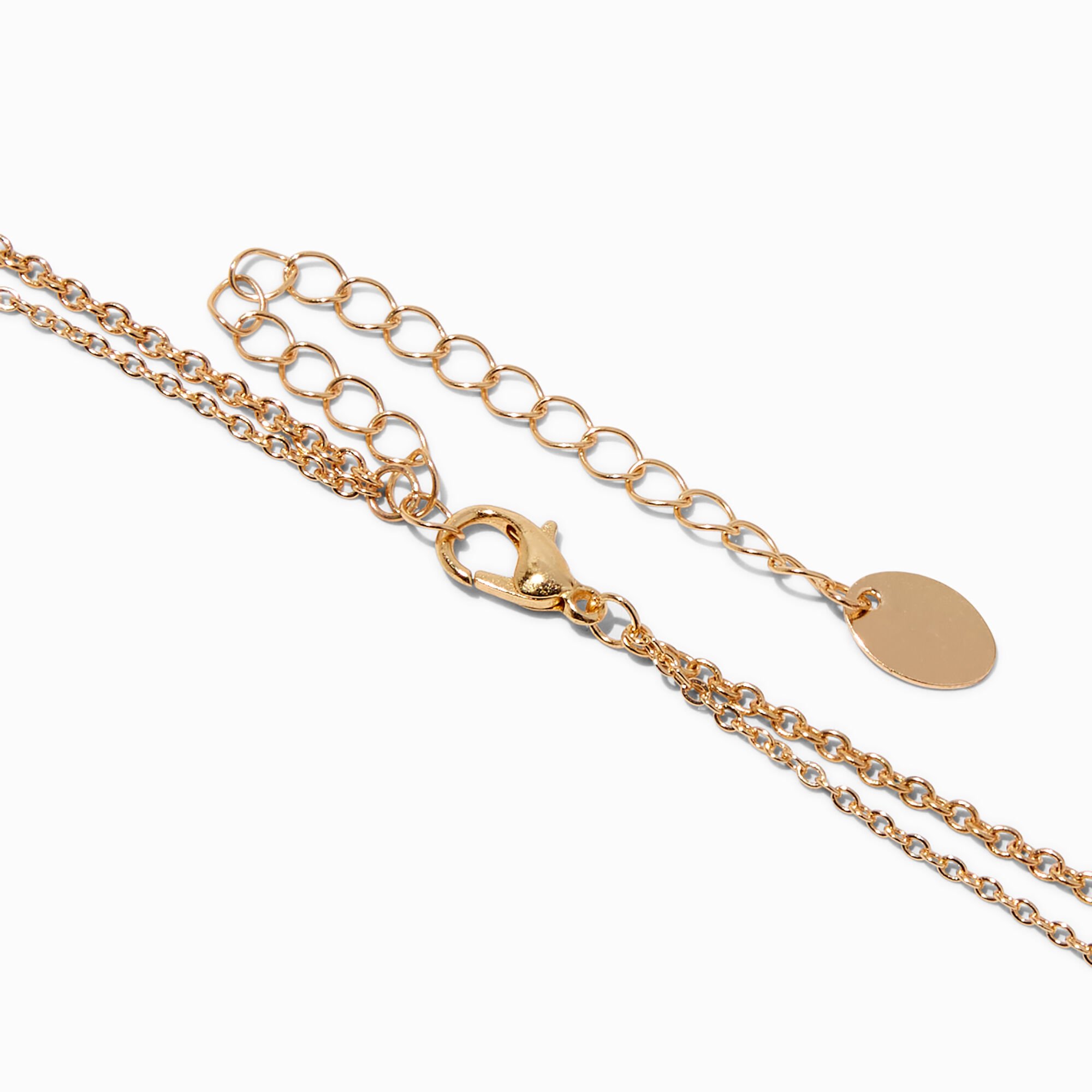 Collier multi-rangs à pendentif à spirale couleur dorée,