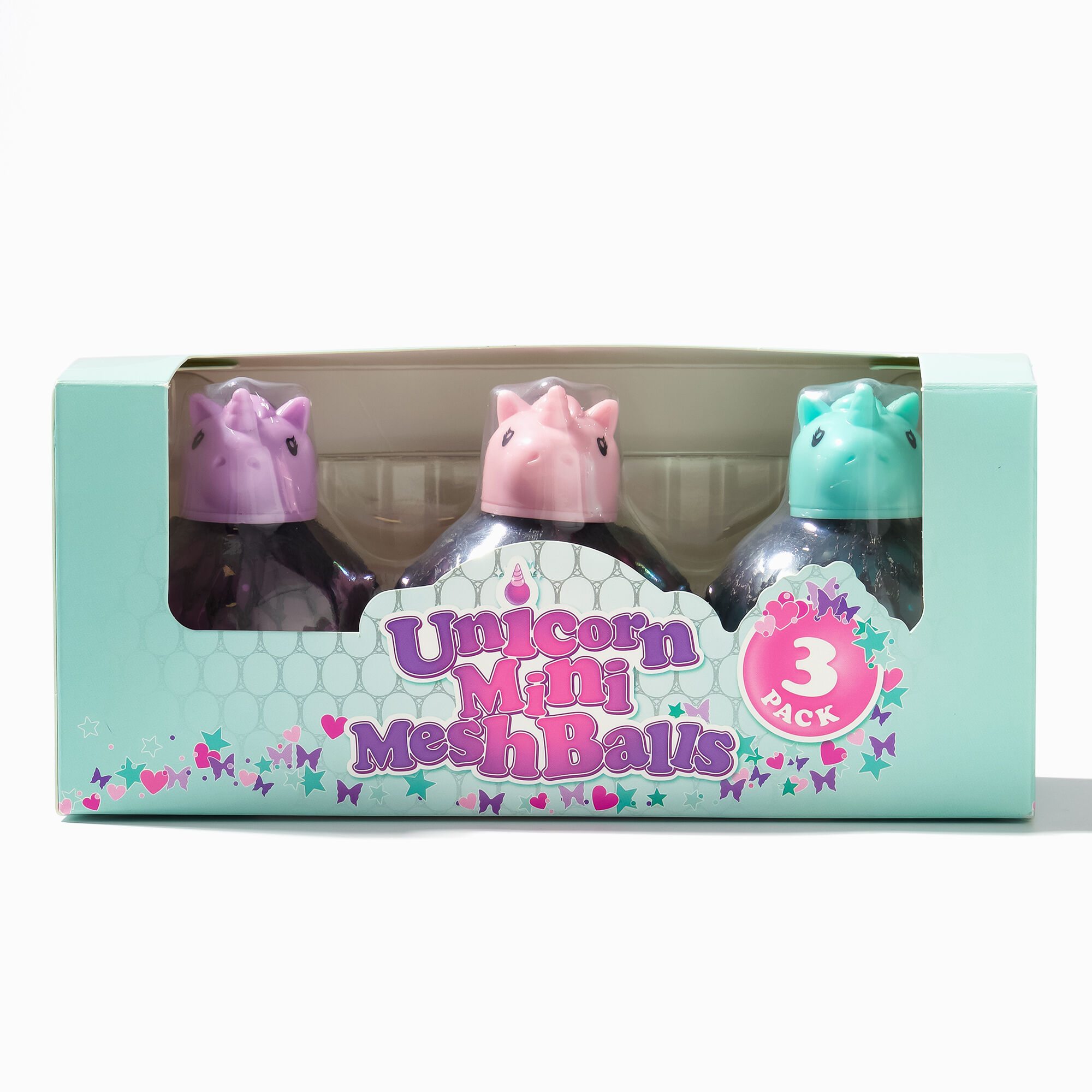 View Claires Unicorn Mini Mesh Ball Fidget Toy 3 Pack information